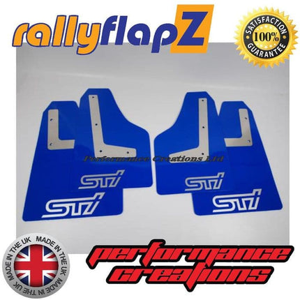IMPREZA HATCH / SALOON (2008-2014) BLUE MUDFLAPS 'STi' STYLE LOGO SILVER - Car Enhancements UK