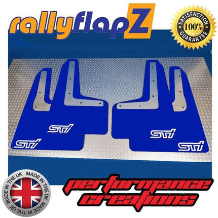 IMPREZA NEW SHAPE (2015+) BLUE MUDFLAPS (small STi Style Logo White) - Car Enhancements UK