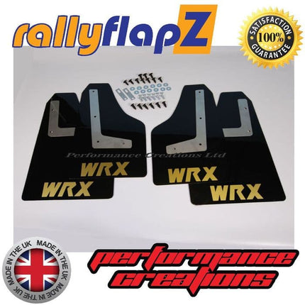 IMPREZA SEDAN (2010-2014) BLACK MUDFLAPS 'WRX' STYLE LOGO GOLD - Car Enhancements UK