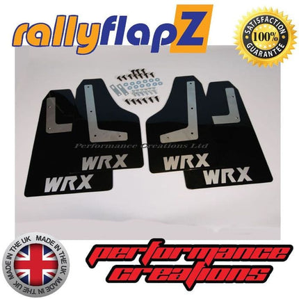 IMPREZA SEDAN (2010-2014) BLACK MUDFLAPS 'WRX' STYLE LOGO SILVER - Car Enhancements UK
