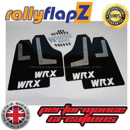 IMPREZA SEDAN (2010-2014) BLACK MUDFLAPS 'WRX' STYLE LOGO WHITE - Car Enhancements UK