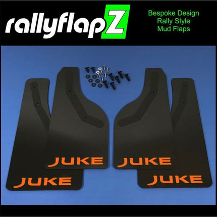 JUKE (Facelift) BLACK MUDFLAPS (Logo Orange) - Car Enhancements UK