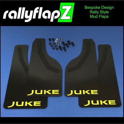 JUKE (Facelift) BLACK MUDFLAPS (Logo Yellow) - Car Enhancements UK