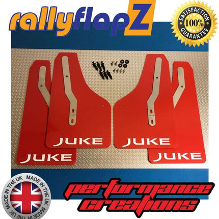 JUKE NISMO (2013+) RED MUDFLAPS (Juke Logo White) - Car Enhancements UK