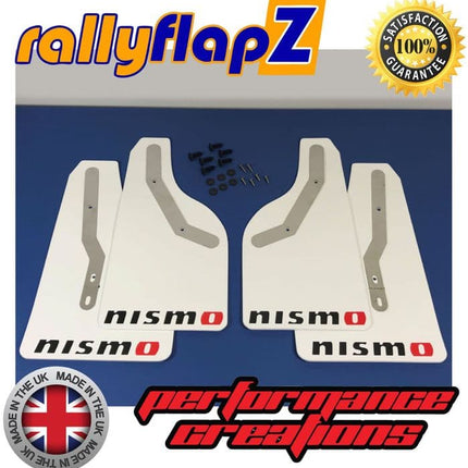 JUKE NISMO (2013+) WHITE MUDFLAPS (Nismo Logo Red & Black) - Car Enhancements UK