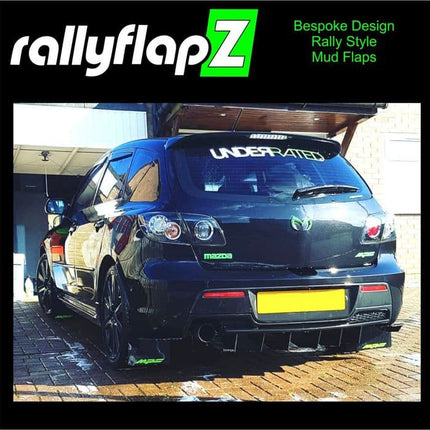 MAZDA 3 MPS (2007-2013) BLACK MUDFLAPS (Logo in Lime Green) - Car Enhancements UK