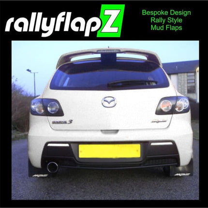 MAZDA 3 MPS (2007-2013) BLACK MUDFLAPS (Logo in White) - Car Enhancements UK