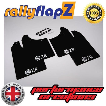 MG ZR (2001-2005) BLACK MUDFLAPS (Logo White) - Car Enhancements UK