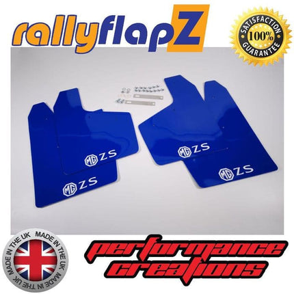 MG ZS (2001-2005) BLUE MUDFLAPS (Logo White) - Car Enhancements UK