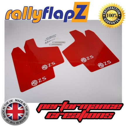 MG ZS (2001-2005) RED MUDFLAPS (Logo White) - Car Enhancements UK
