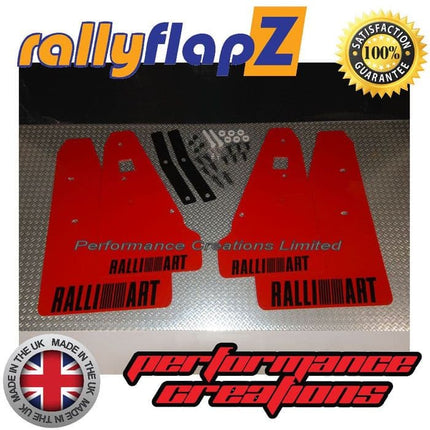 MITSUBISHI LANCER RALLIART SPORTBACK (2008+) RED MUDFLAPS (Ralliart Logo Black) - Car Enhancements UK