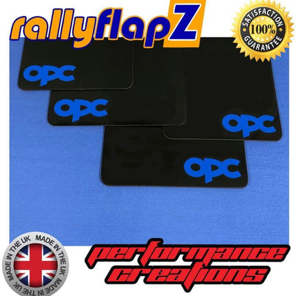 OPEL ASTRA J OPC (2012+) BLACK MUDFLAPS (OPC Logo Blue) - Car Enhancements UK