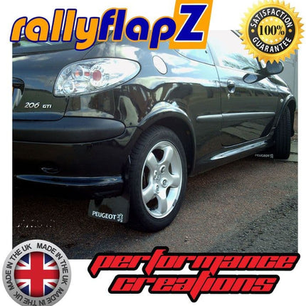 PEUGEOT 206 BLACK MUDFLAPS (Peugeot Logo White) - Car Enhancements UK