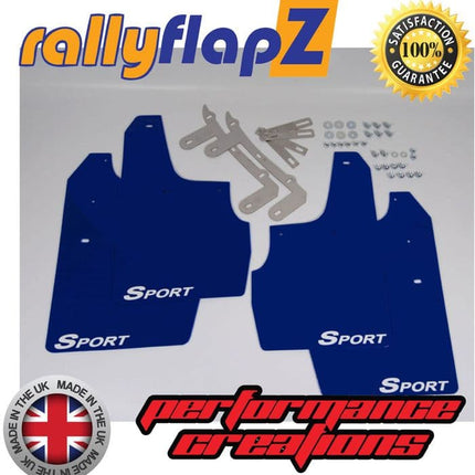 SKODA FABIA VRS (2003-2007) BLUE MUDFLAPS (Sport Logo White) - Car Enhancements UK