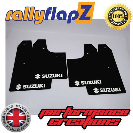SWIFT 2ND GEN (2008-2010) BLACK MUDFLAPS (Logo White) - Car Enhancements UK