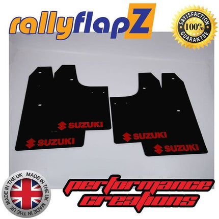 SWIFT SPORT 2ND GEN ZC31S - BLACK MUDFLAPS (Suzukui Logo Red) - Car Enhancements UK