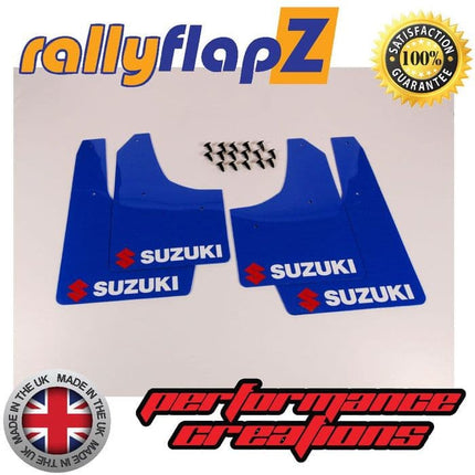 SWIFT SPORT 3RD GEN ZC32S 2012-17 BLUE MUDFLAPS (Logo White & Red) - Car Enhancements UK