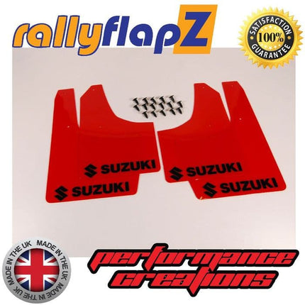 SWIFT SPORT 3RD GEN ZC32S 2012-17 RED MUDFLAPS (Logo Black) - Car Enhancements UK