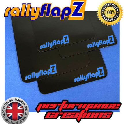 SWIFT SPORT 4TH GEN ZC33S BLACK MUDFLAPS (rallyflapZ Logo Sky Blue) - Car Enhancements UK
