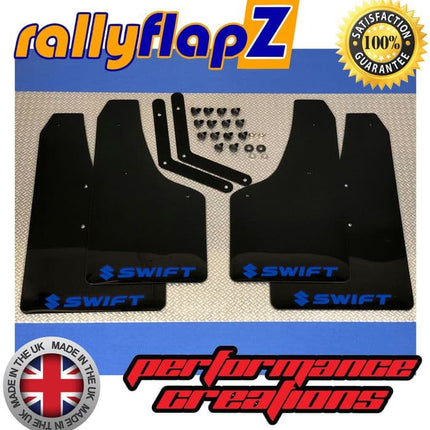 SWIFT SPORT 4TH GEN ZC33S BLACK MUDFLAPS (Swift Logo Royal Blue) - Car Enhancements UK