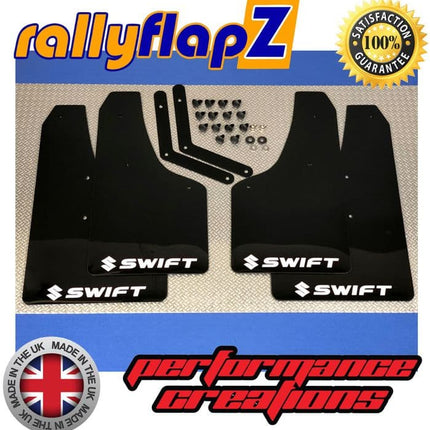 SWIFT SPORT 4TH GEN ZC33S BLACK MUDFLAPS (Swift Logo White) - Car Enhancements UK