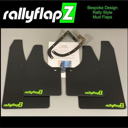 TRANSIT CUSTOM - BLACK MUDFLAPS (rallyflapZ Logo in Lime Green) - Car Enhancements UK
