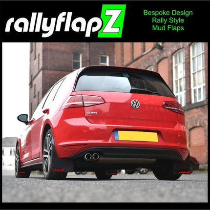 VW GOLF MK7 (all models) BLACK MUDFLAPS - rallyflapZ Logo Red - Car Enhancements UK