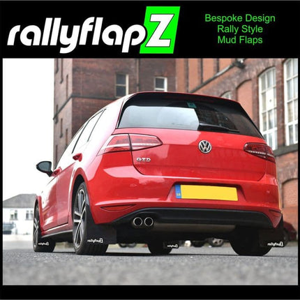 VW GOLF MK7 (all models) BLACK MUDFLAPS - rallyflapZ Logo White - Car Enhancements UK