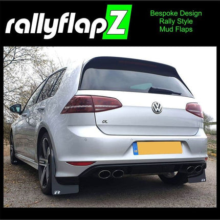 VW GOLF 'R' MK7 BLACK MUDFLAPS - 'R' Logo Silver - Car Enhancements UK