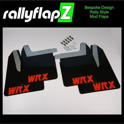 WRX / STI BUGEYE, BLOBEYE, HAWKEYE (01-07) BLACK MUDFLAPS (WRX STYLE LOGO RED) - Car Enhancements UK
