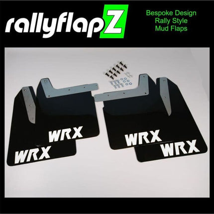 WRX / STI BUGEYE, BLOBEYE, HAWKEYE (01-07) BLACK MUDFLAPS (WRX STYLE LOGO WHITE) - Car Enhancements UK