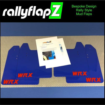 WRX / STI BUGEYE, BLOBEYE, HAWKEYE (01-07) BLUE MUDFLAPS (WRX SML STYLE LOGO RED) - Car Enhancements UK